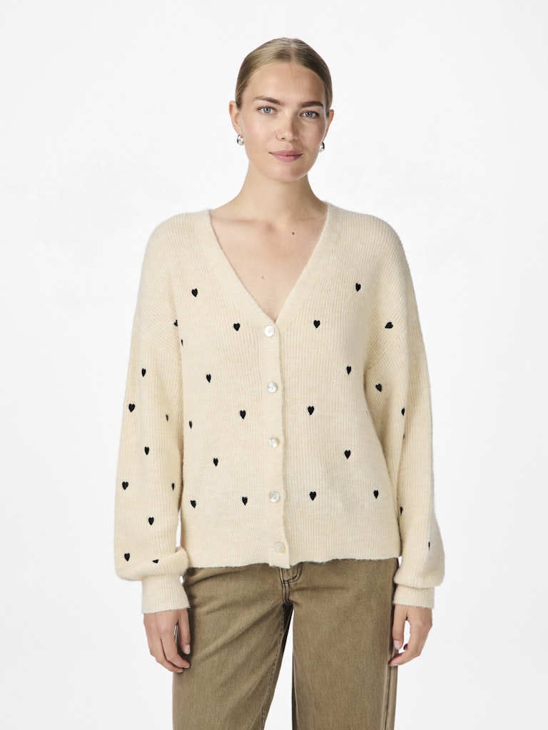 YAS BOW LS EMBROIDED KNIT CARDIGAN