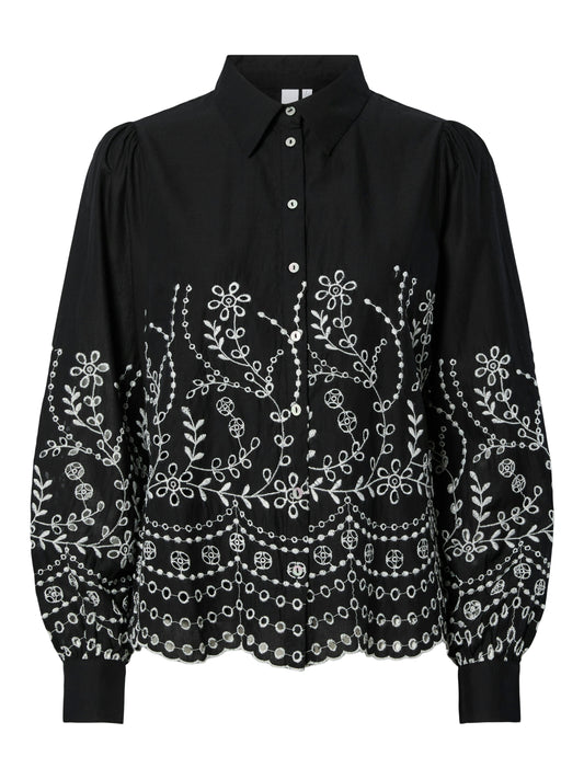 YAS LUMA LS SHIRT | ZWART