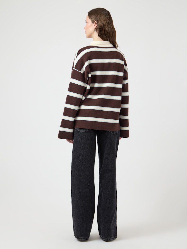 YAS ISABELL LS POLO KNIT PULLOVER | BRUIN