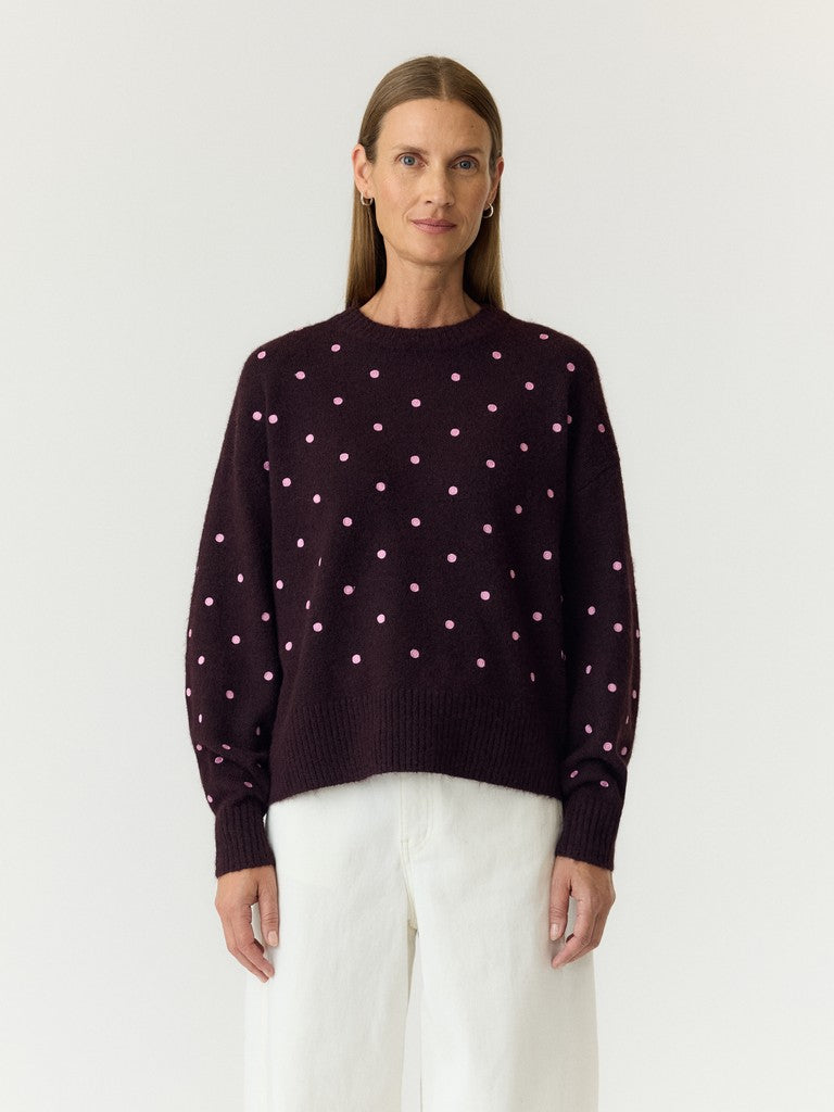 YAS FLO LS EMBROIDED KNIT PULLOVER