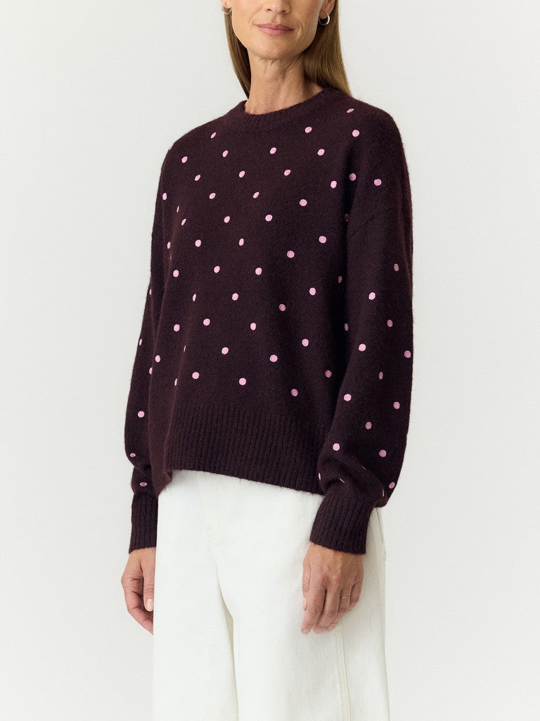 YAS FLO LS EMBROIDED KNIT PULLOVER