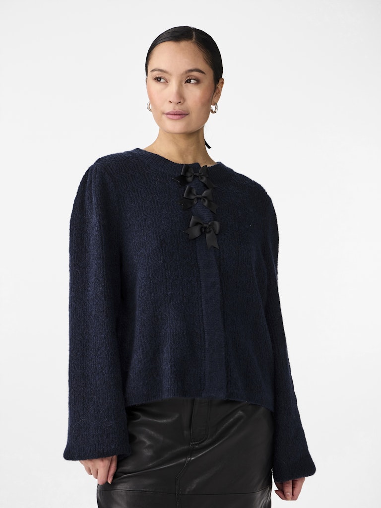 YAS BONSA LS KNIT CARDIGAN | DONKERBLAUW