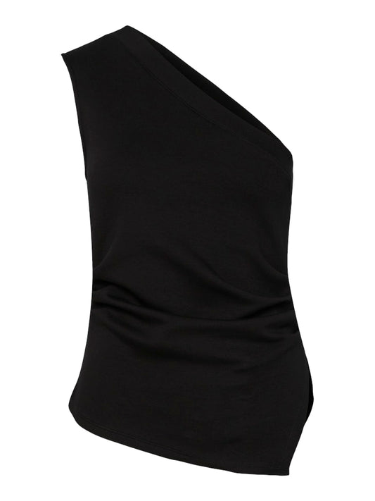 YAS VENICE ONE SHOULDER TOP | ZWART