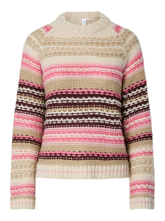 YAS BIBI LS WOOL KNIT PULLOVER | ROZE