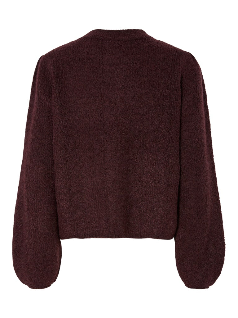 YAS BONSA LS KNIT CARDIGAN | BORDEAUX ROOD