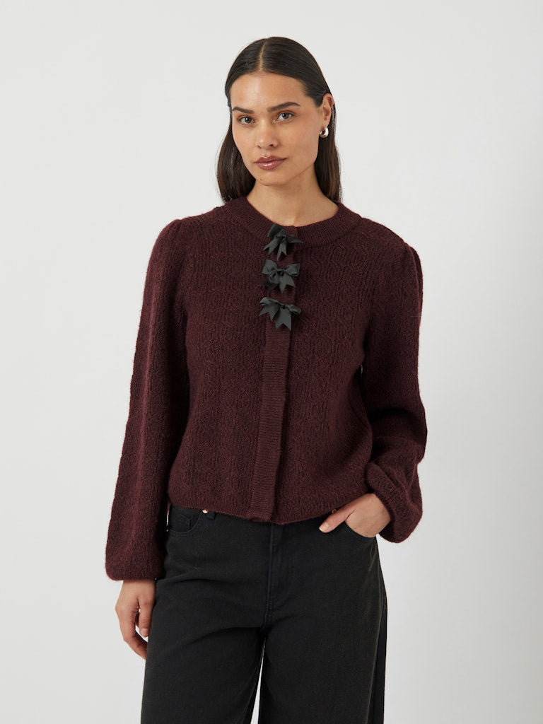 YAS BONSA LS KNIT CARDIGAN | BORDEAUX ROOD