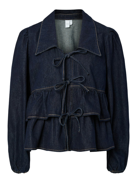 YAS CELINA LS DENIM TIE TOP