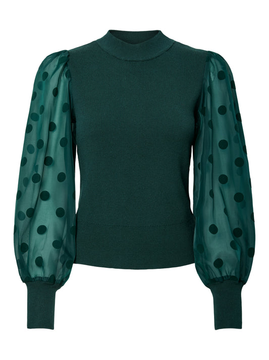 YAS DOTME KNIT PULLOVER | GROEN