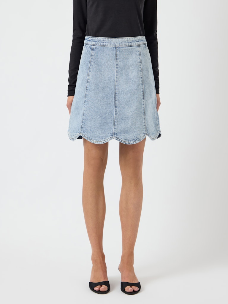 YAS SCALLOP HW SHORT DENIM SKIRT