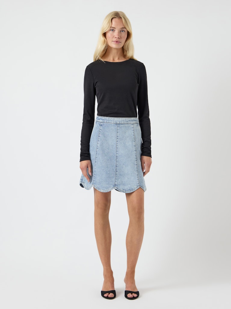 YAS SCALLOP HW SHORT DENIM SKIRT