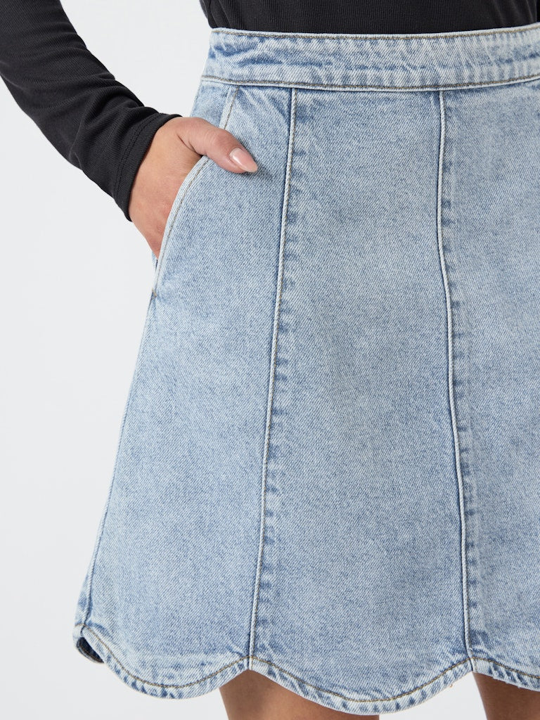 YAS SCALLOP HW SHORT DENIM SKIRT