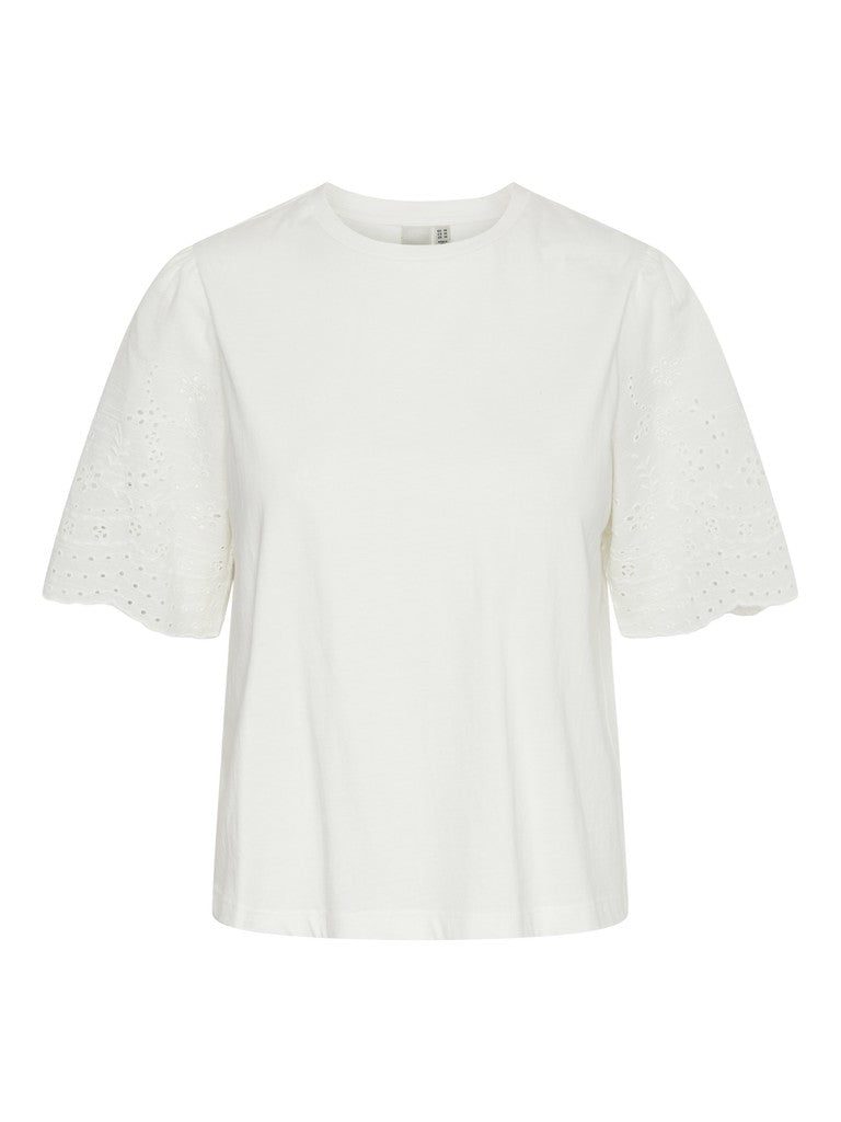 YAS LEX SS TOP W. EMB SLEEVES S. NOOS