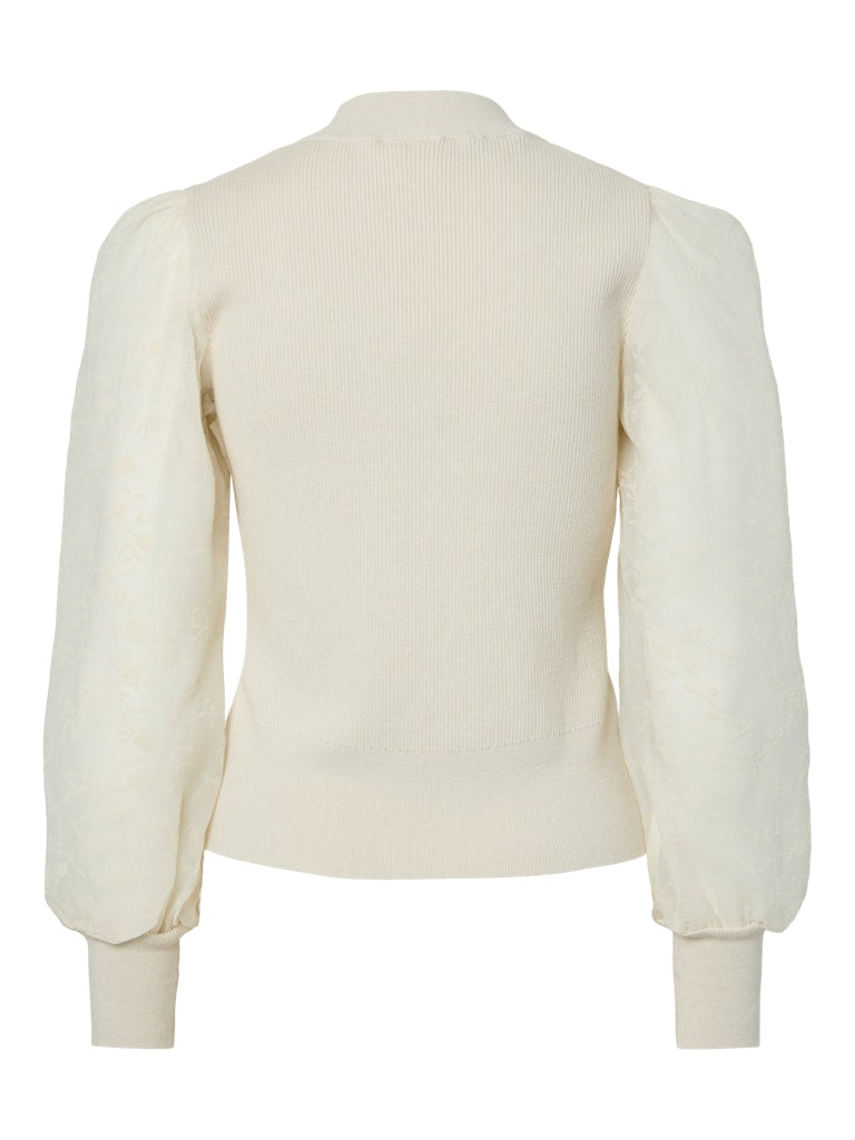 YAS DOTME LS KNIT PULLOVER | BEIGE