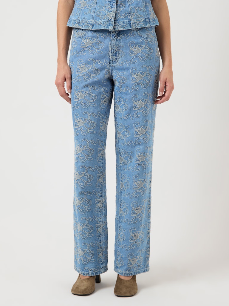 YAS SIA MW EMB STRAIGHT JEANS