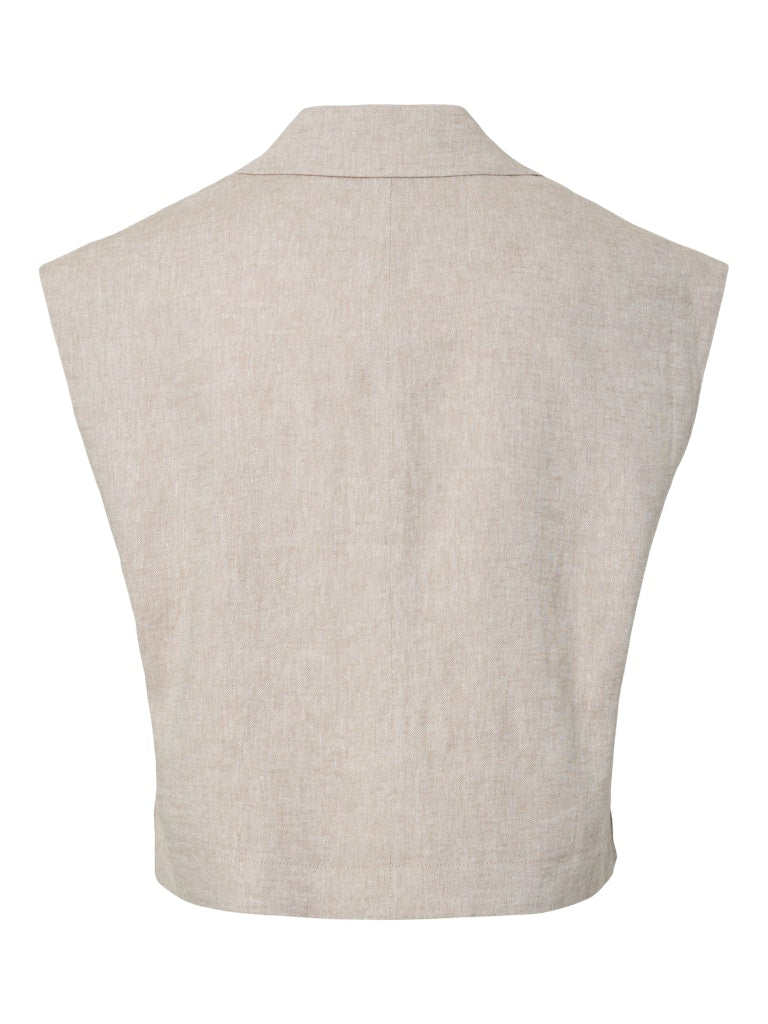 YAS USUMA SHORT LINEN BLEND WAISTCOAT