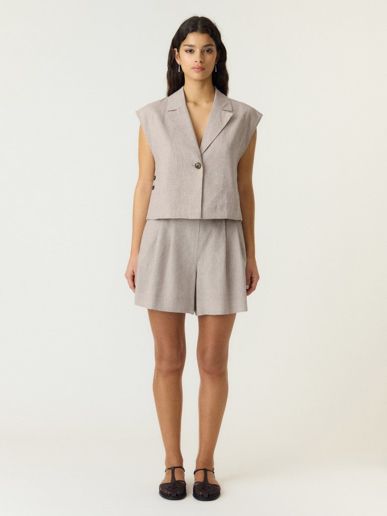 YAS USUMA SHORT LINEN BLEND WAISTCOAT