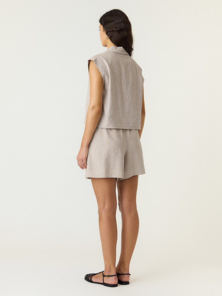 YAS USUMA SHORT LINEN BLEND WAISTCOAT