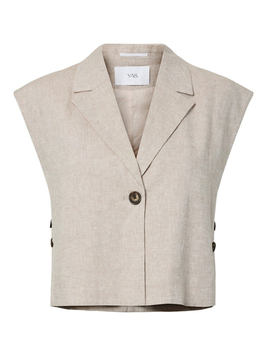 YAS USUMA SHORT LINEN BLEND WAISTCOAT