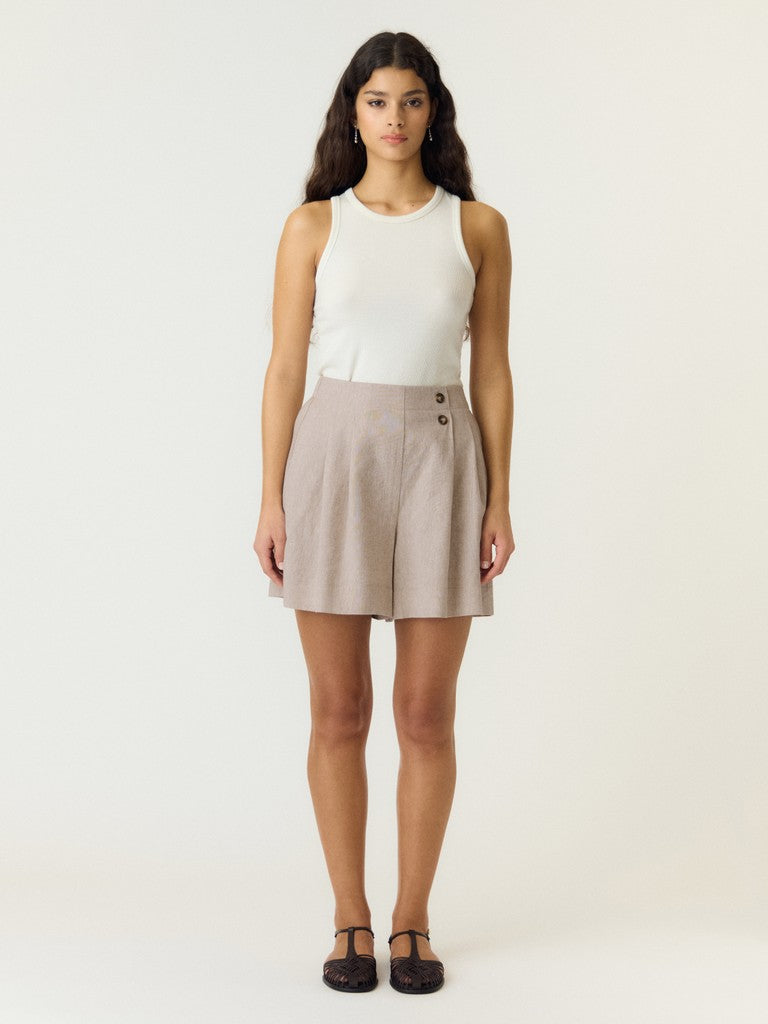 YAS USUMA HW LINEN BLEND SHORTS