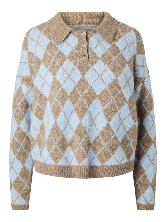 YAS CHELLI LS POLO KNIT PULLOVER