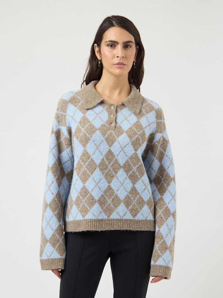 YAS CHELLI LS POLO KNIT PULLOVER