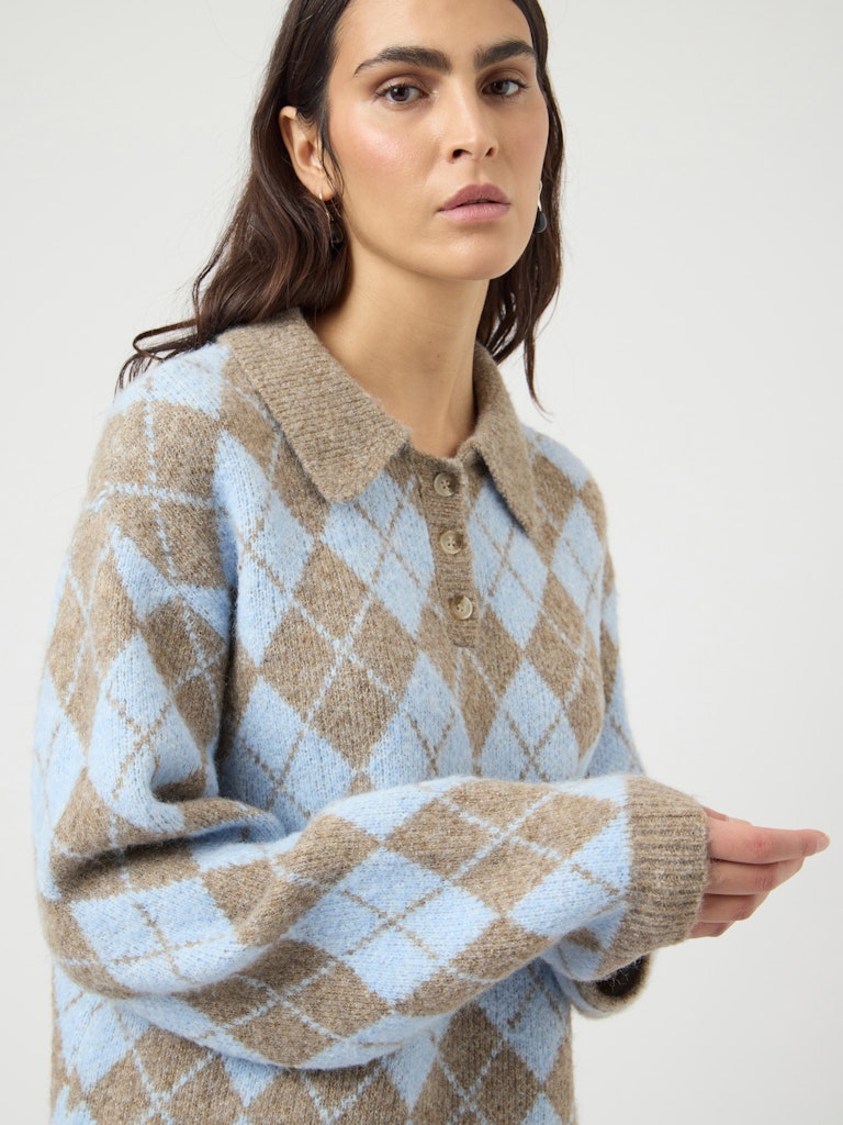 YAS CHELLI LS POLO KNIT PULLOVER