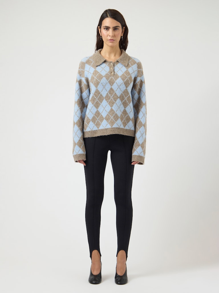 YAS CHELLI LS POLO KNIT PULLOVER