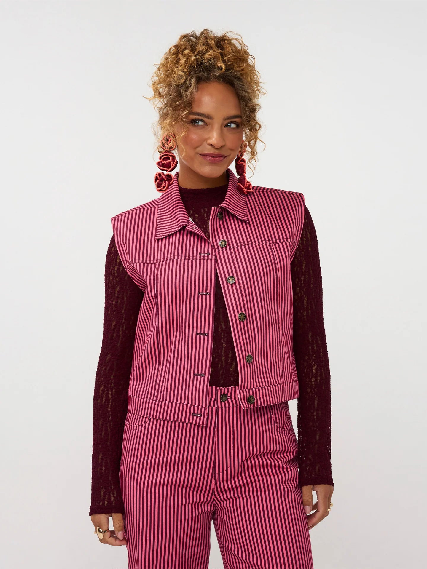 YDENCE GILET MARIT | CORAL PINK/BURGUNDY