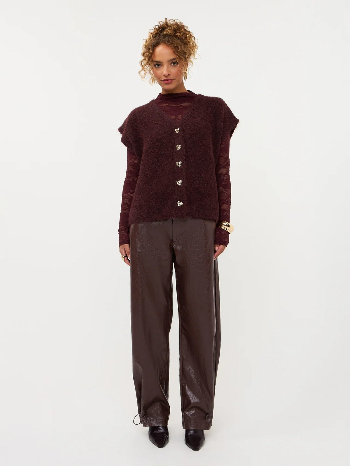YDENCE KNITTED CARDIGAN ROCHELLE | PLUM