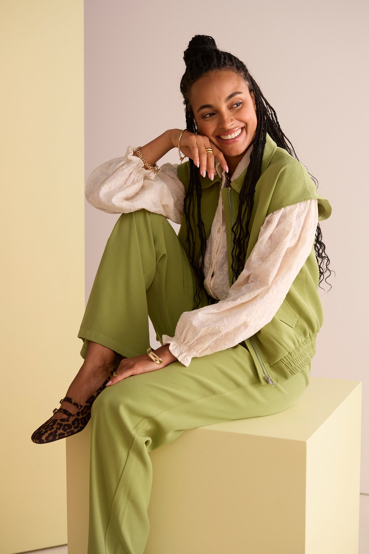 YDENCE GILET DANIELLE | APPLE GREEN