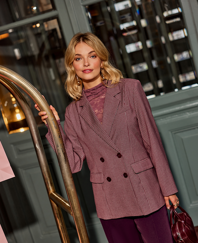 YDENCE BLAZER NEVESSA | MAUVE CHECK