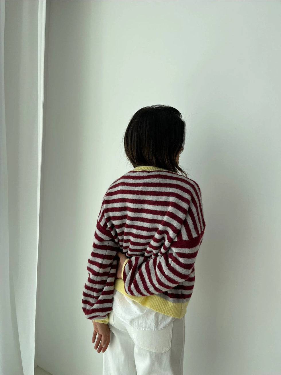 COTTON TREAT MINDTRAVELER TRUI JERSEY PIA | BORDEAUX/LICHTGRIJS/GEEL