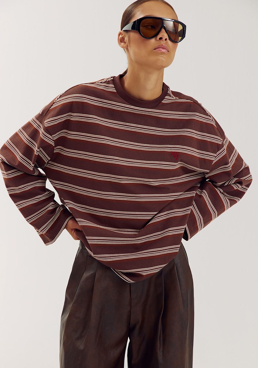 HARPER & YVE TOMMY T-SHIRT | BROWN STRIPE