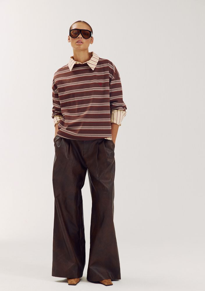 HARPER & YVE TOMMY T-SHIRT | BROWN STRIPE