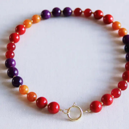 Cotton Treat - Kralenketting van natuursteen XL - Meerkleurig