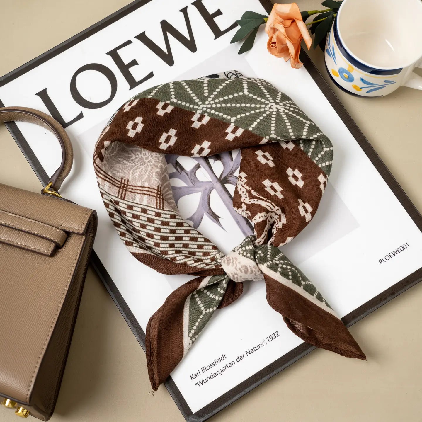 COTTON TREAT SJAAL | BEIGE/GROEN