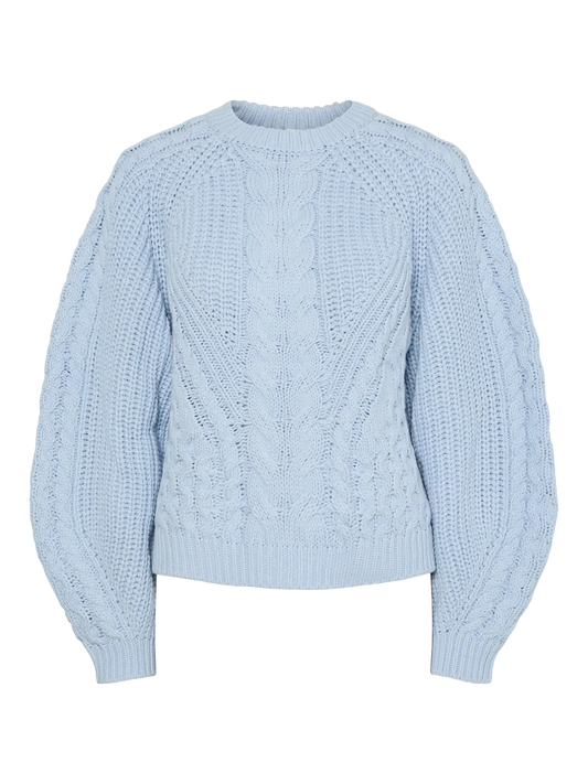 YAS NANSA LS KNIT PULLOVER | BLAUW